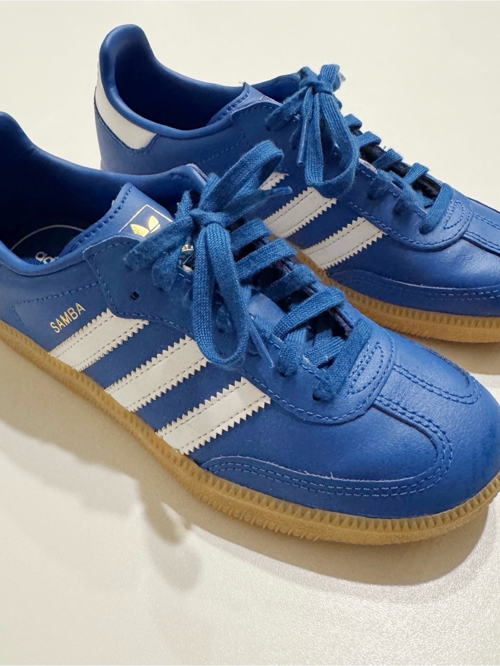 Adidas Kids Samba Sneakers in Blue with White Stripes